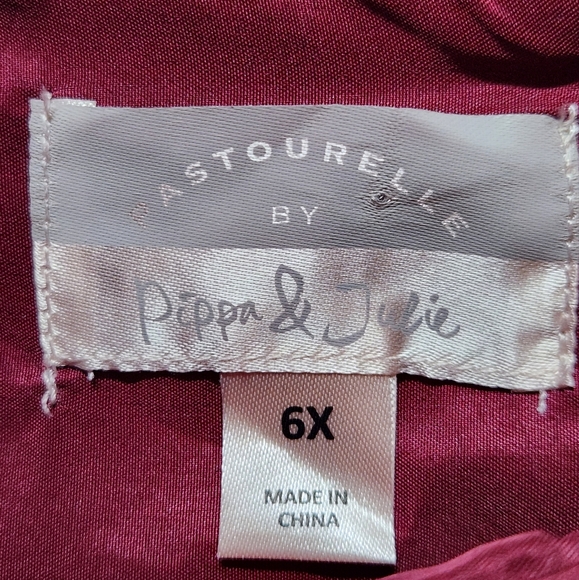 Pastourelle by Pippa & Julie Floral Lace Overlay Dress Size 6X Colors Maroon - Picture 2 of 7